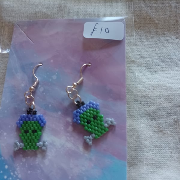 Beaded Frankenstien Earrings 