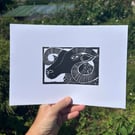 Sheep, Rams Head Linocut Print original art