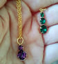 Swarovski Two  Colour Changeable Pendant Gold Necklace Set 18 Inch - Image 8