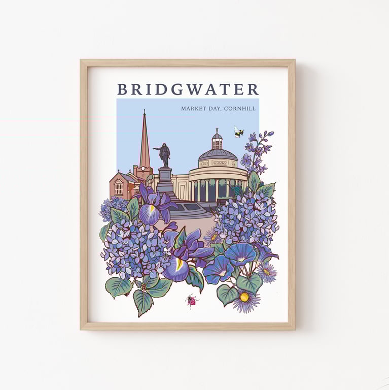 Bridgwater Somerset Illustration Print A4 Unframed 