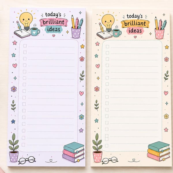 Brilliant Ideas Notepad - Checklist To Do List Pad - 50 Pages (Optional Magnet)