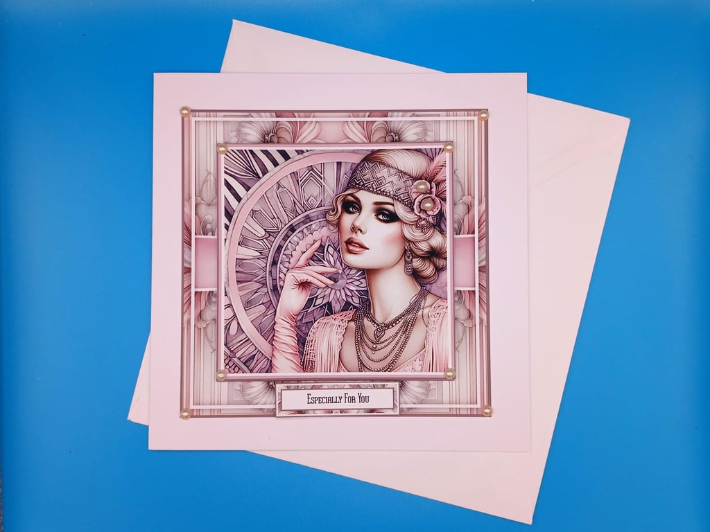 Art Deco Birthday Card, Wife, Mother, Grandmother, Sister, Handmade