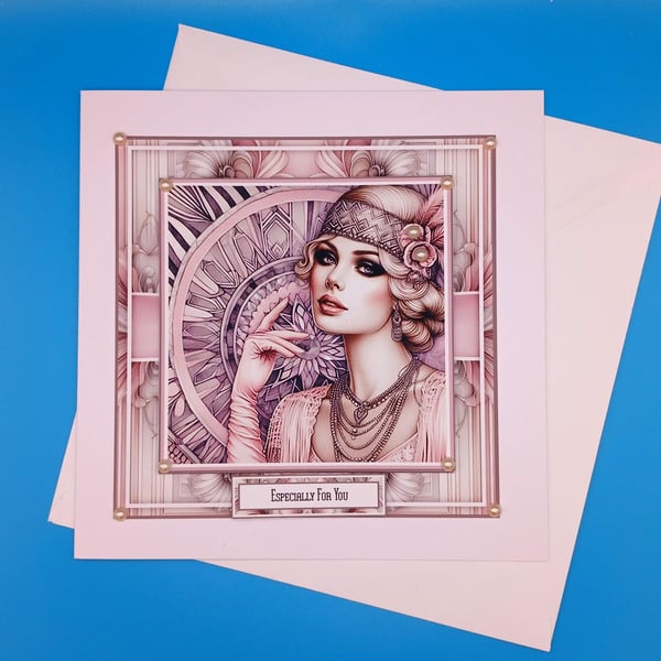 Art Deco Birthday Card, Wife, Mother, Grandmother, Sister, Handmade