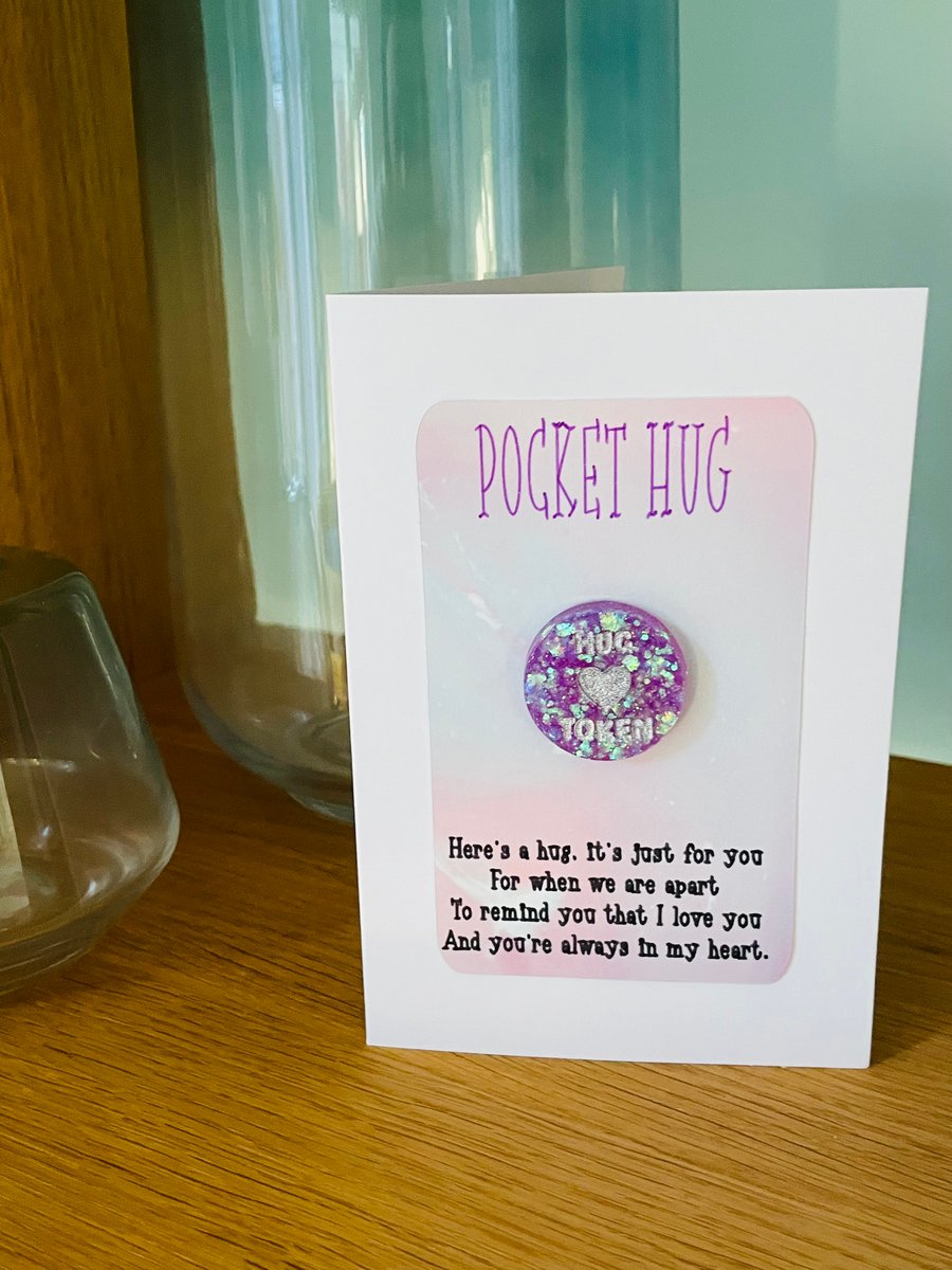 Pocket hug cards, hug token keepsake card, handmade anniversary cards