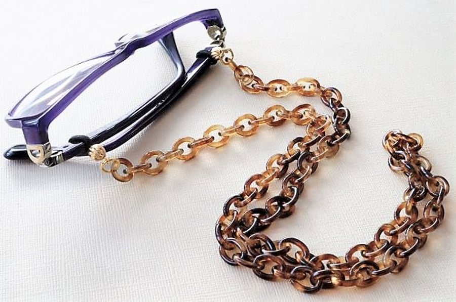 Lightweight acrylic tortoiseshell glasses chain