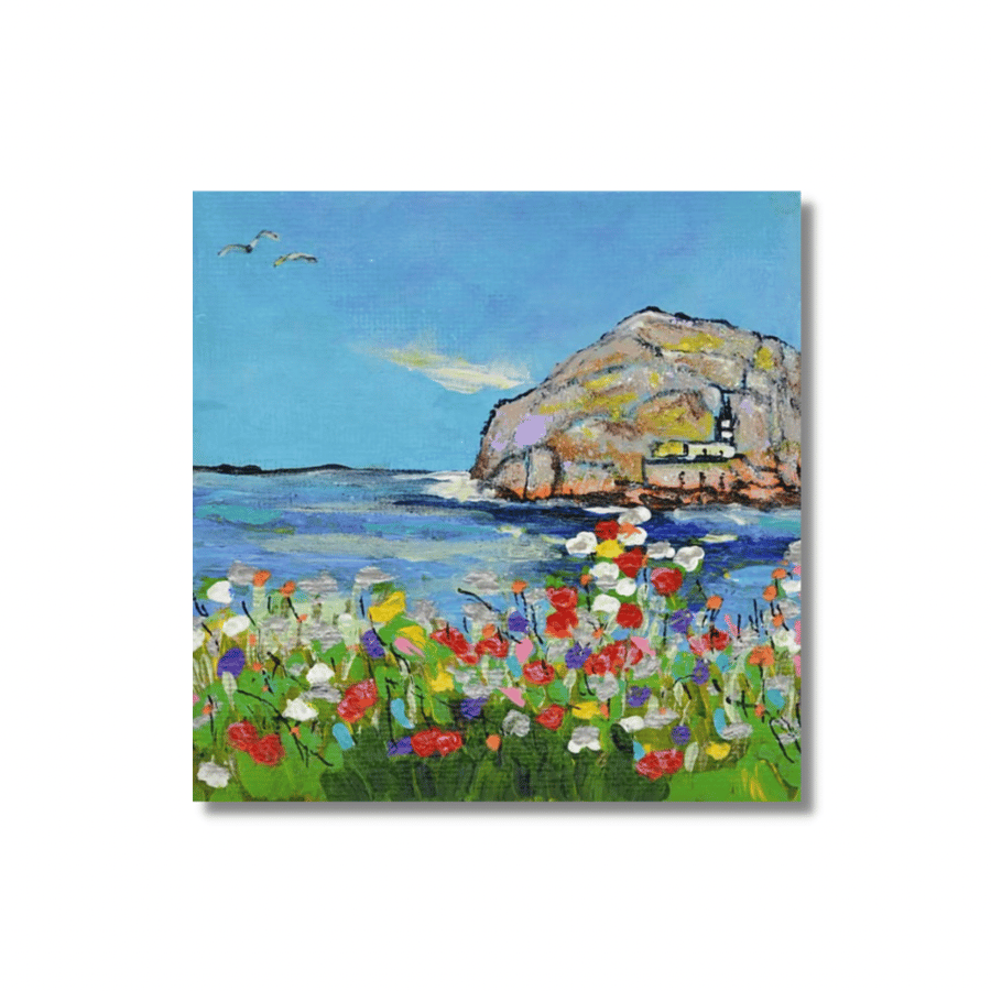 A Small Acrylic Painting of the Coast. Scotland. Ready to Hang.