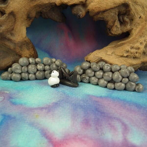 Two drystone walls with gate and lamb OOAK Sculpt