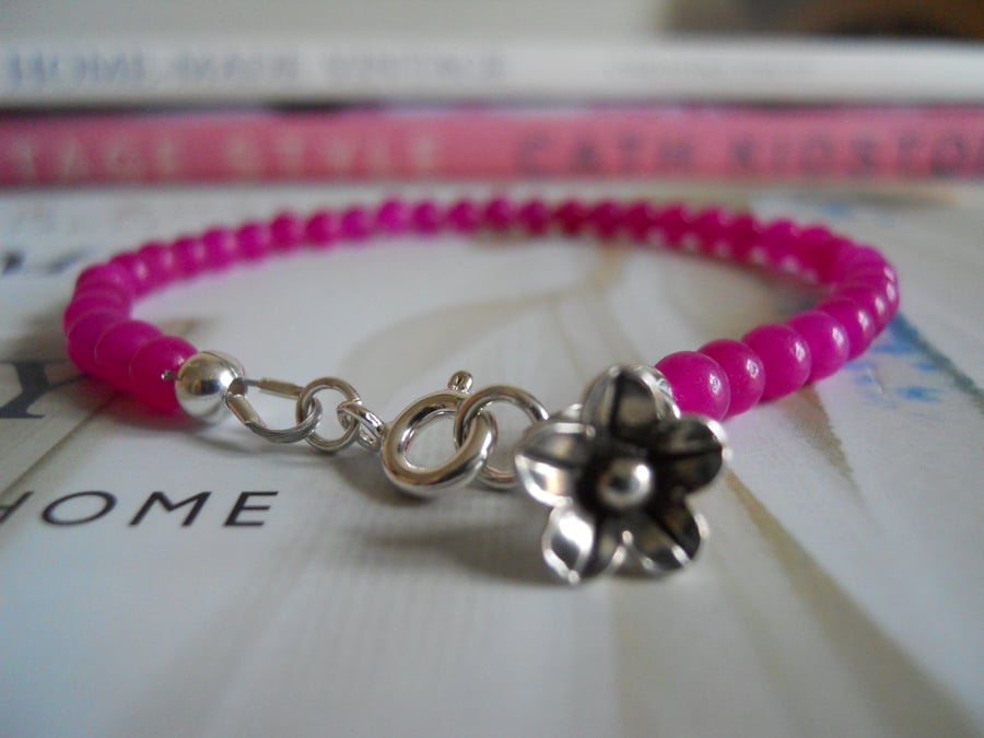 Tiffany style pink bead bracelet