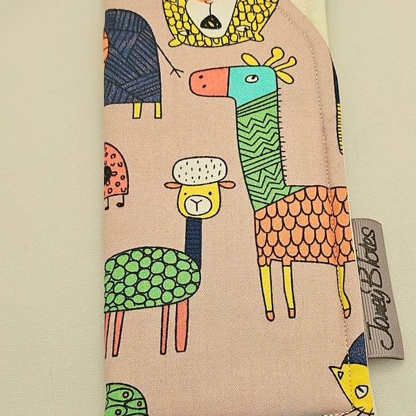 Quirky animals print glasses case. 