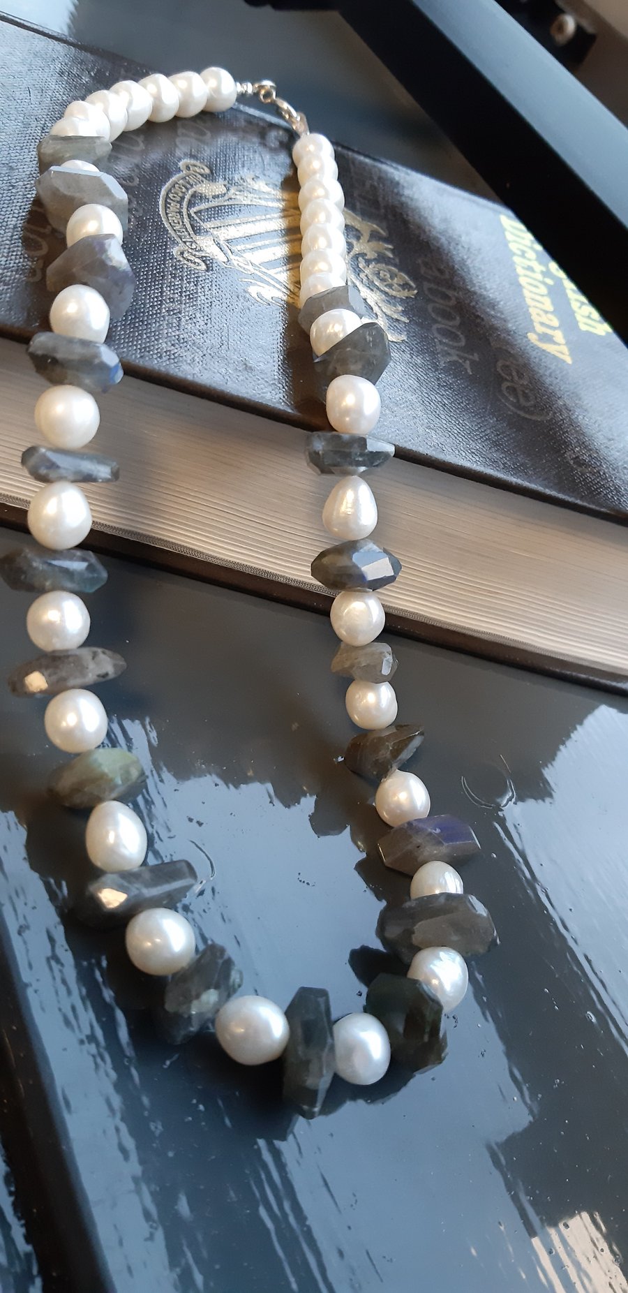 Labradorite and Baroque Freshwater Cultured Pearl Necklace 