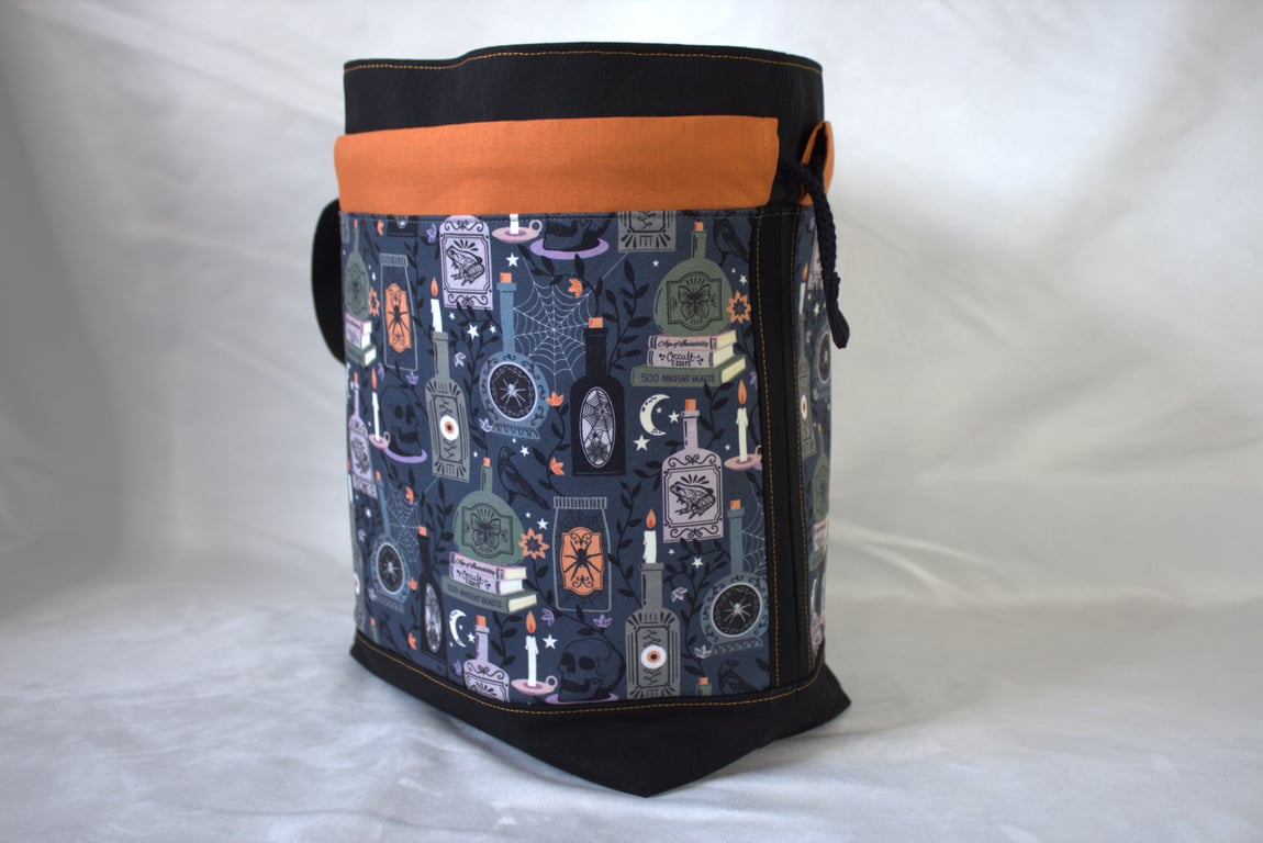 Large Cotton Canvas Drawstring Project Bag Bottles & Books 