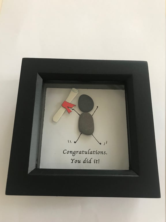 Graduation Box Frame, Graduation Gift, Graduation Pebble Artwork Frame, Graduati