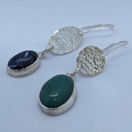 Sterling silver earrings with aventurine and sodalite gemstones