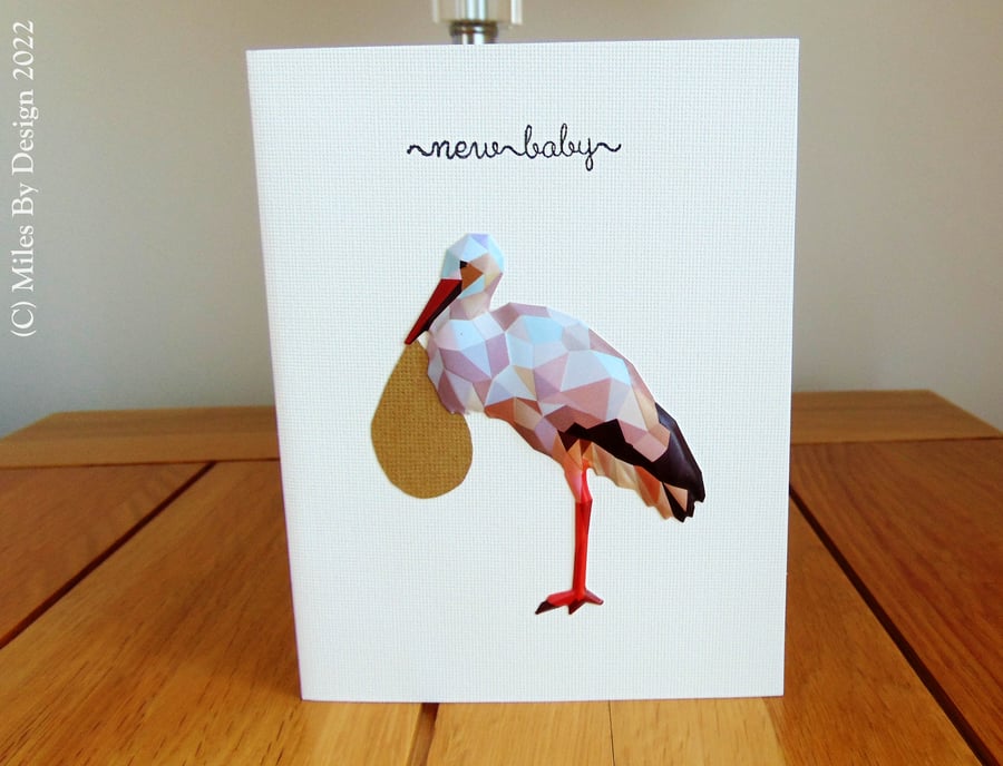 New Baby Geometric Stork Greetings Card