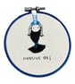 Embroidery hoop with motivational quote of a girl “hanging on” upside down  - Image 7