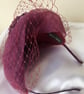 Betty - Raspberry 40s Style Fascinator Hat With Netting - Image 4