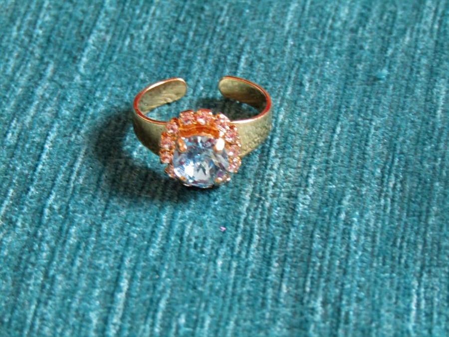 Swarovski Aquamarine Halo Ring