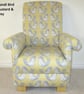 Scandi Bird Fabric Child's Chair Armchair Grey Mustard Nursery Children Bedroom - Image 2