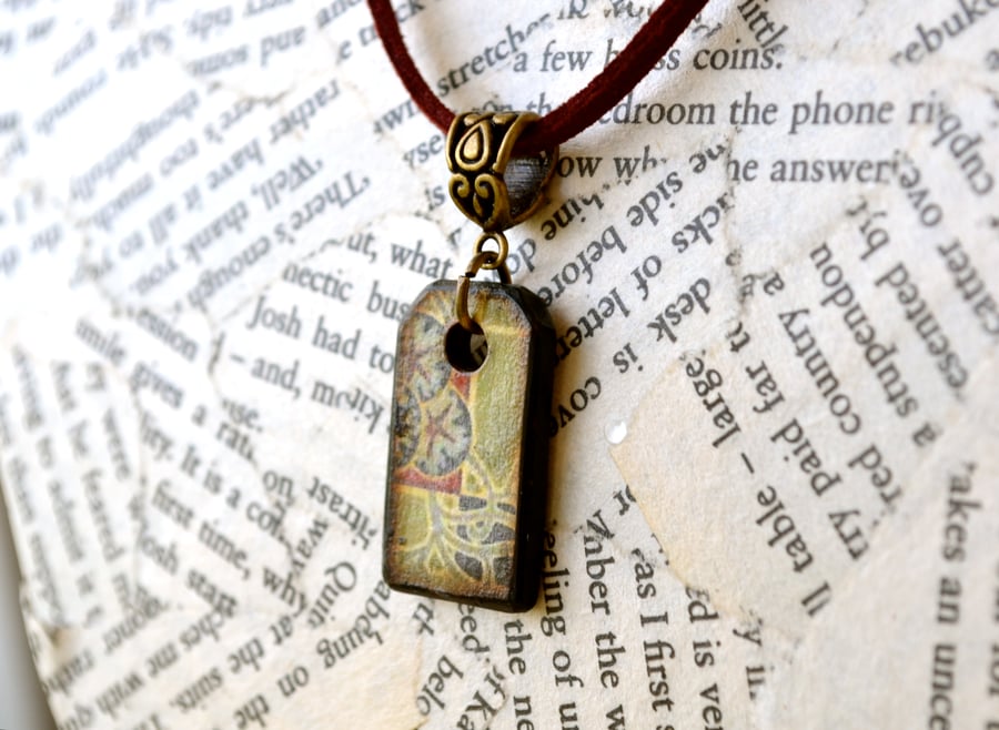 Wood pendant, natural colours, abstract necklace, boho jewellery