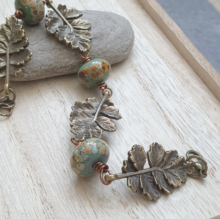 Brass oak leaf bracelet, Woodland lover gift, Tree theme jewellery