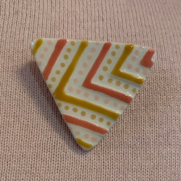 SALE Handmade Geometric Ceramic Brooch