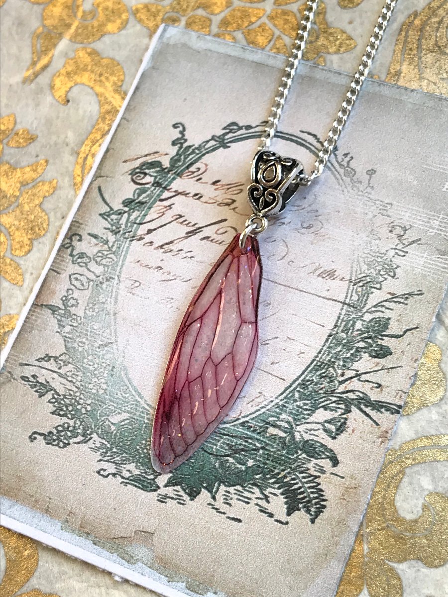 Dark Pink Fairy Wing Necklace