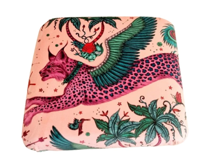 Emma Shipley Lynx Coral Velvet Fabric Adult Chair & Footstool for Jo 
