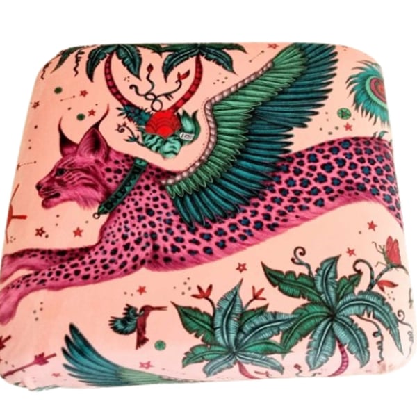 Emma Shipley Lynx Coral Velvet Fabric Adult Chair & Footstool for Jo 