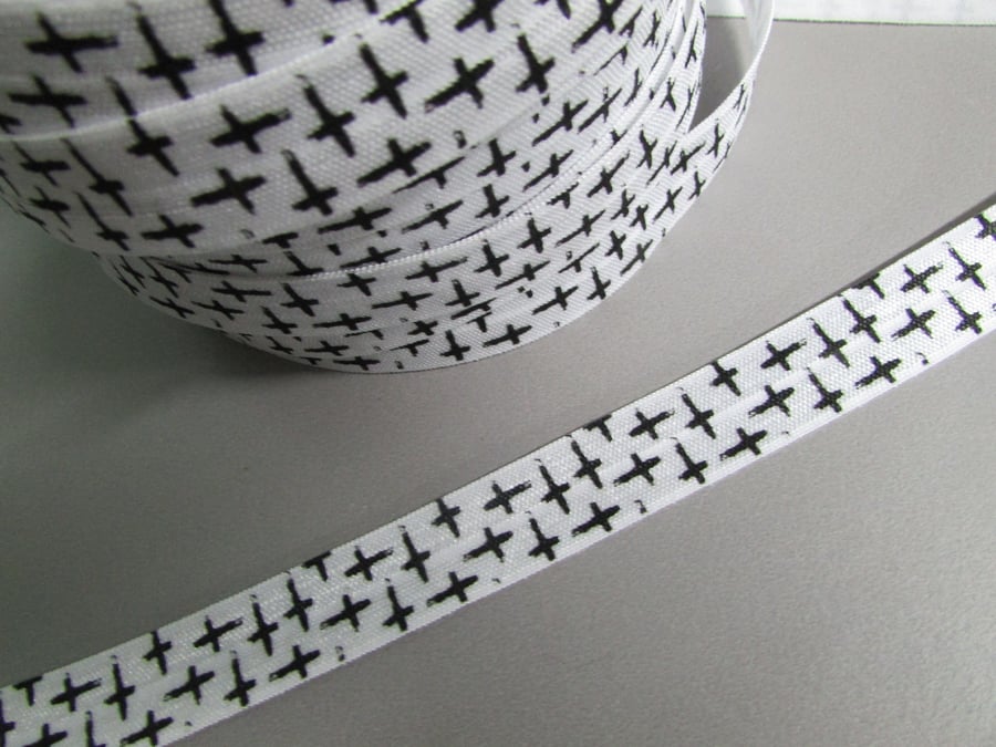 Black Cross Fold Over Elastic x 1 metre