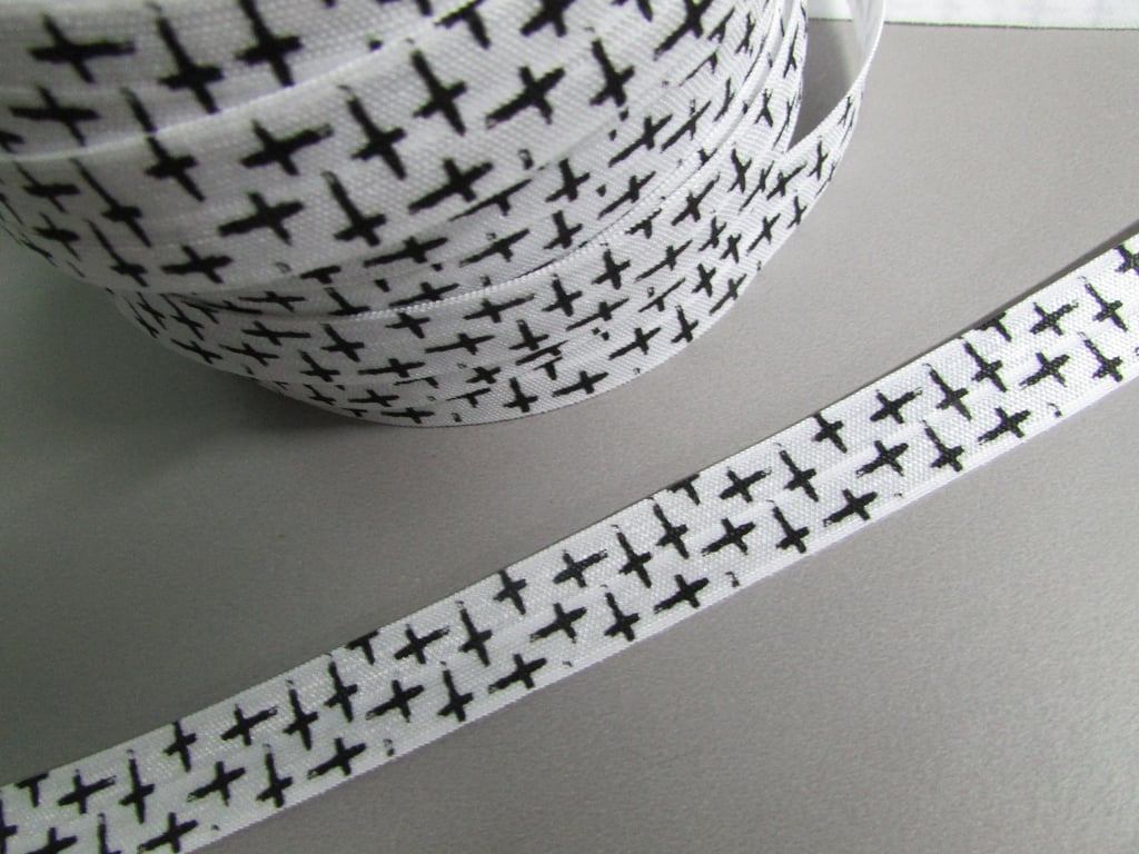 Black Cross Fold Over Elastic x 1 metre
