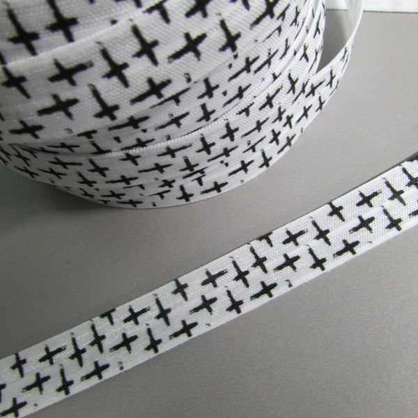 Black Cross Fold Over Elastic x 1 metre