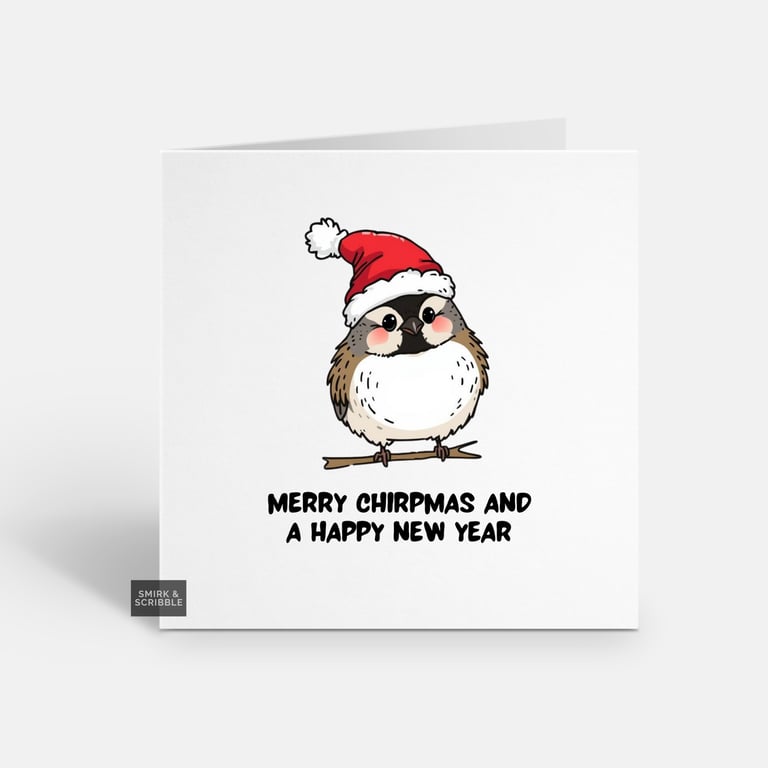 Unique Funny Christmas Card For Him Or Her - Cute Xmas Greeting - Bird
