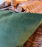 Vintage floral barkcloth cushion cover with green velvet back - Image 9