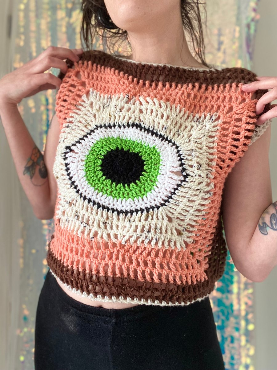 Talisman eye crochet top, festival top, vegan