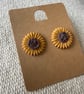 Polymer clay sunflower studs  - Image 3