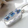 Dainty Blue Pressed Flower Necklace - Wearable Art - FLOWER