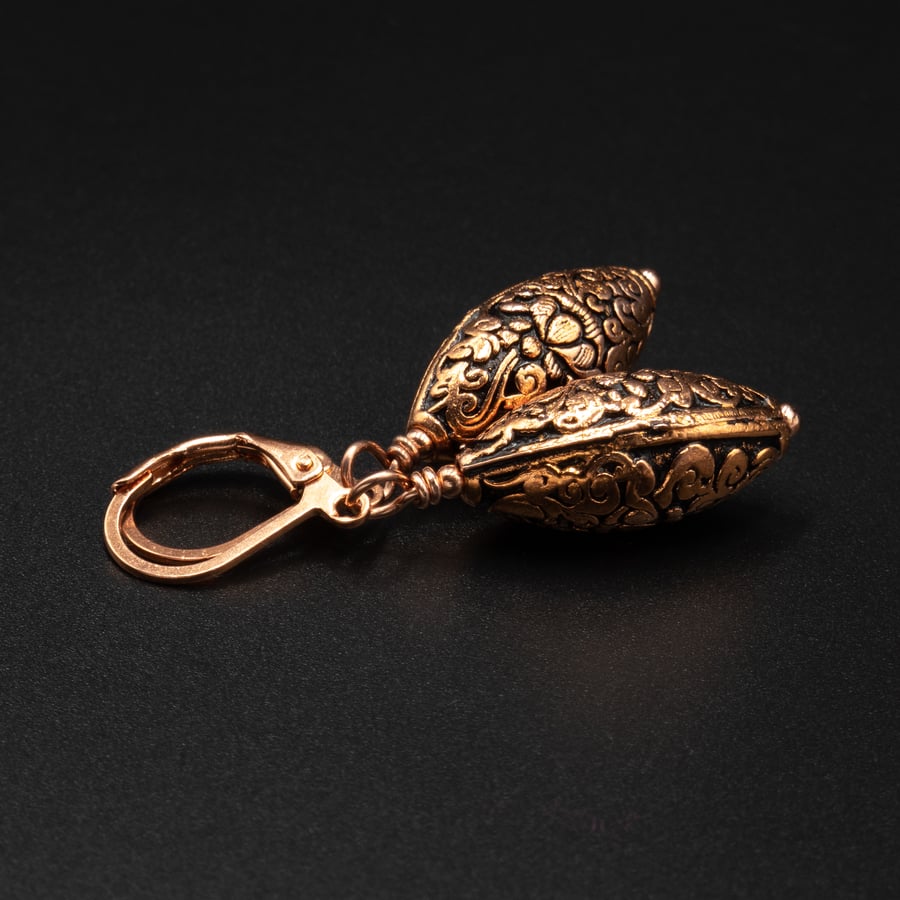 Copper handmade drop earrings , boho  copper jewellery
