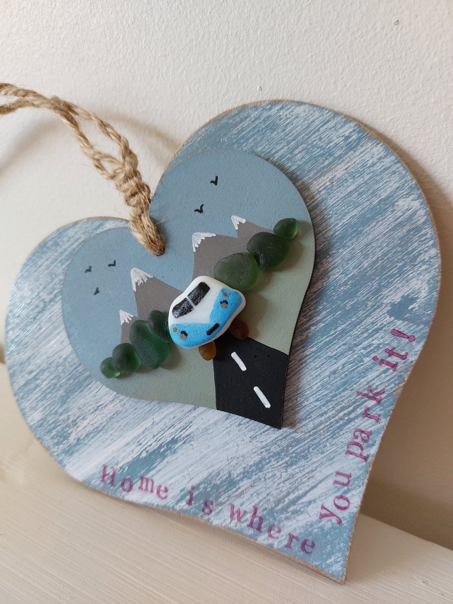 Campervan Hanging Decoration, Double Heart, Cool Gift