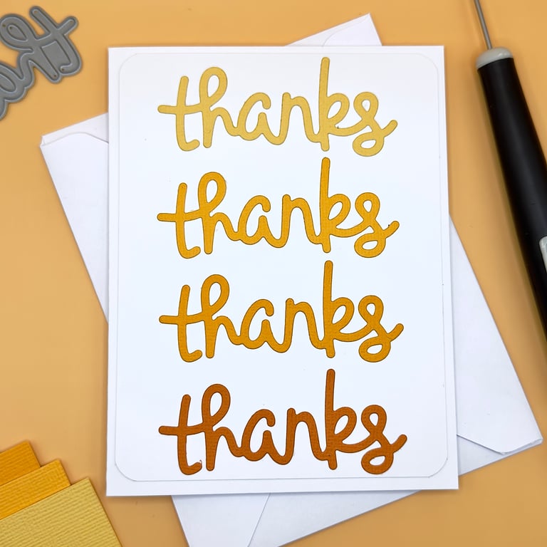Handmade Thank You Card, Gradient “thanks” Design, Modern and Minimal, A2, UK