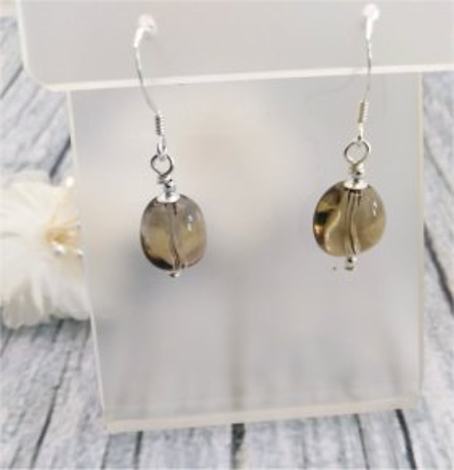 Smokey quartz drop earrings
