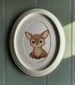 Hand-Painted Fawn Wall Art, Framed Deer Acrylic Painting for woodland Nursery 