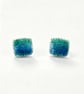 Enamel square studs. Blue and turquoise enamel studs, enamel earrings, spirals,  - Image 4