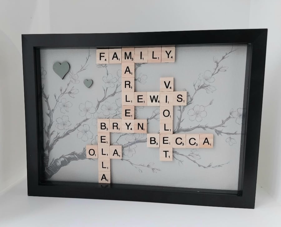 Personalised family scrabble home decor, gift for her, gift for him, 