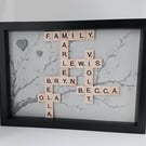 Personalised family scrabble home decor, gift for her, gift for him, 