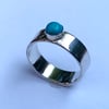 Turquoise Cabochon on Polished 6mm Sterling Silver Band