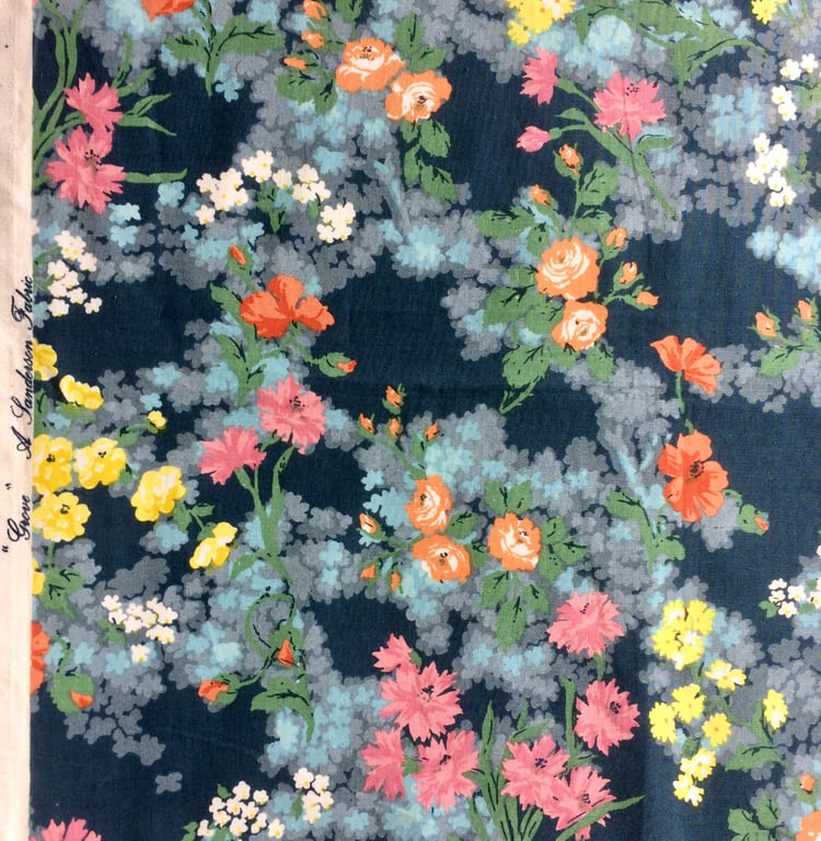 Charming GROVE blue grey 80s  70s Sanderson vintage fabric Lampshade option