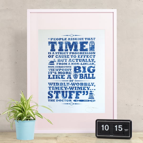 Dr Who 'Time' Hand Pulled Limited Edition Screen Print