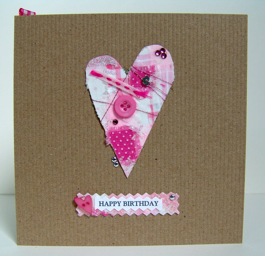 Greeting Card, 'Big Heart Buttons & Bows' can be personalised