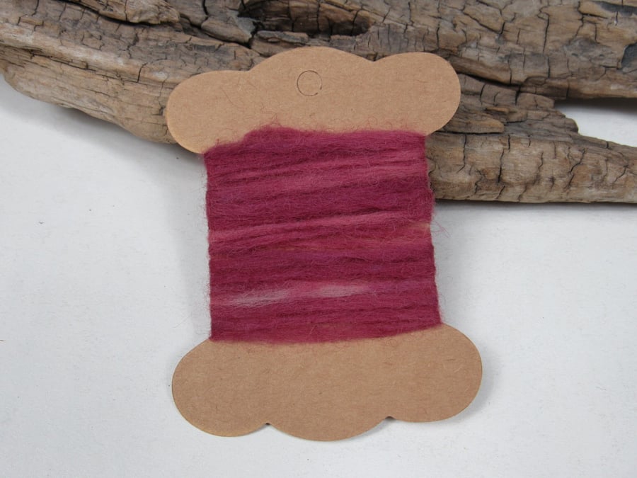 Hand Dyed Natural Dye Pure Wool Brazilwood Dark Pink Couching Thread