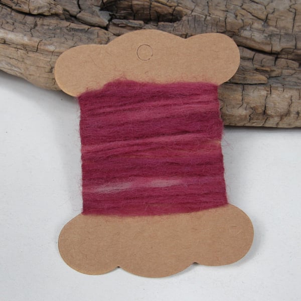 Hand Dyed Natural Dye Pure Wool Brazilwood Dark Pink Couching Thread